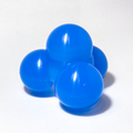 Small, solid blue silicone structure comprised of four circular nodes